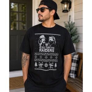 Puro Pinche Raiders T Shirt Mens XXL Black Christmas Graphic Tee M&O Gold